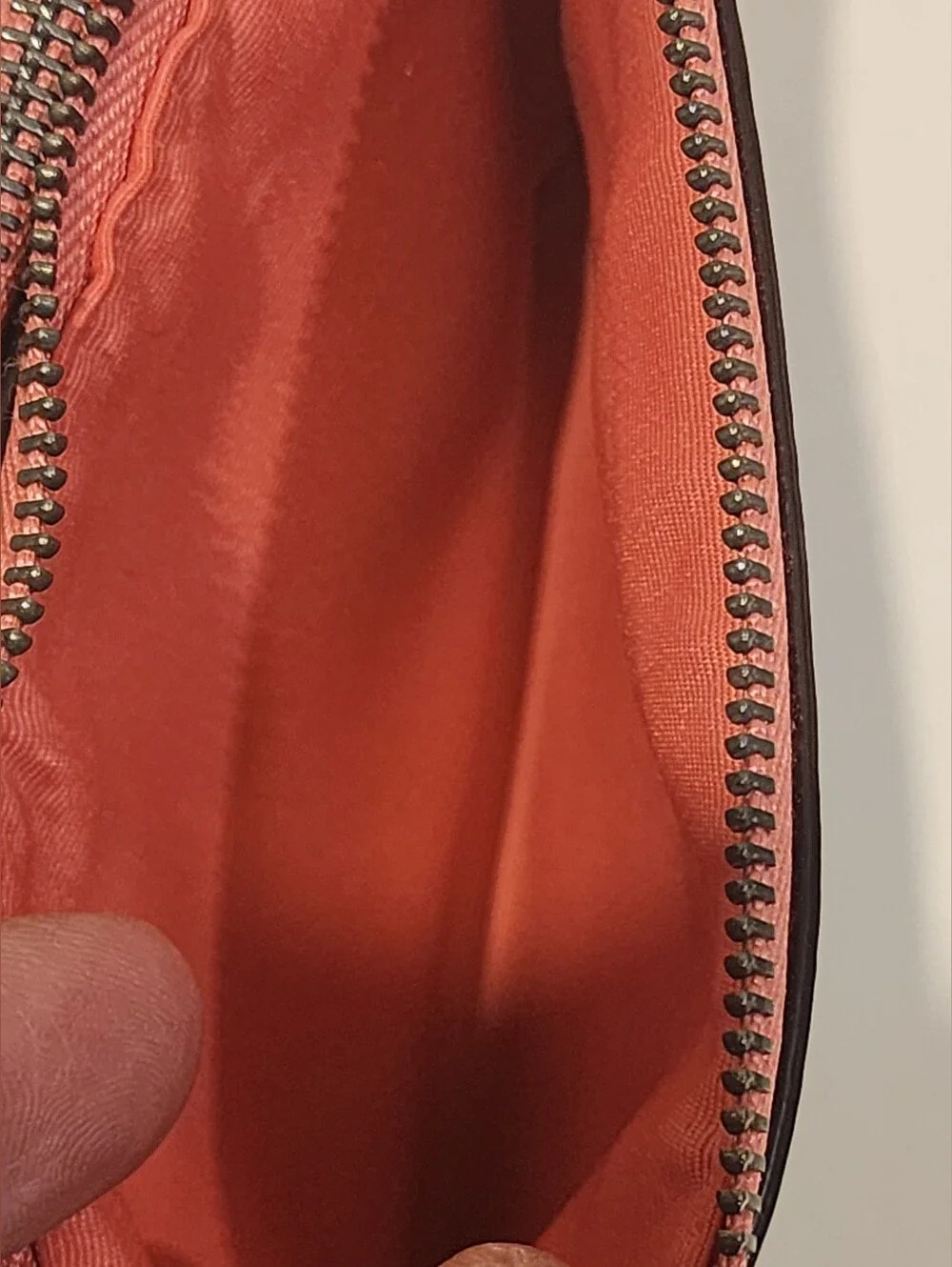 Coach Double Zip Wristlet Signature Canvas Brown Pink PVC Leather Wallet 87591